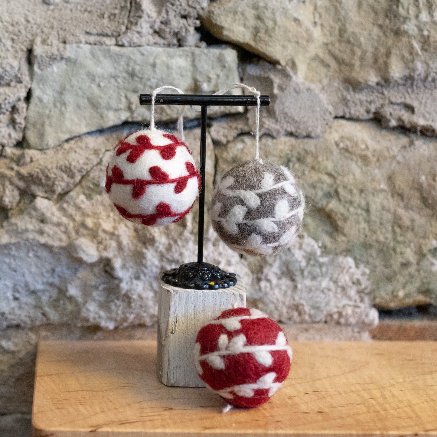 Hand Felted Ball Ornaments - Set of 3