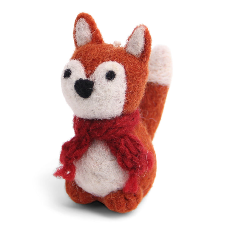 Hand Felted Fox with Scarf Ornament