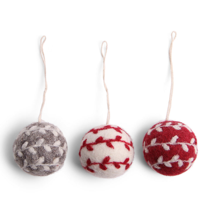 Hand Felted Ball Ornaments - Set of 3