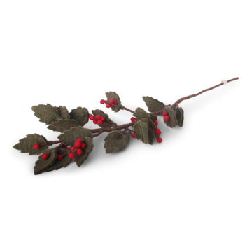 Holly Branch with Dk Red Berries - Hand Felted BIG