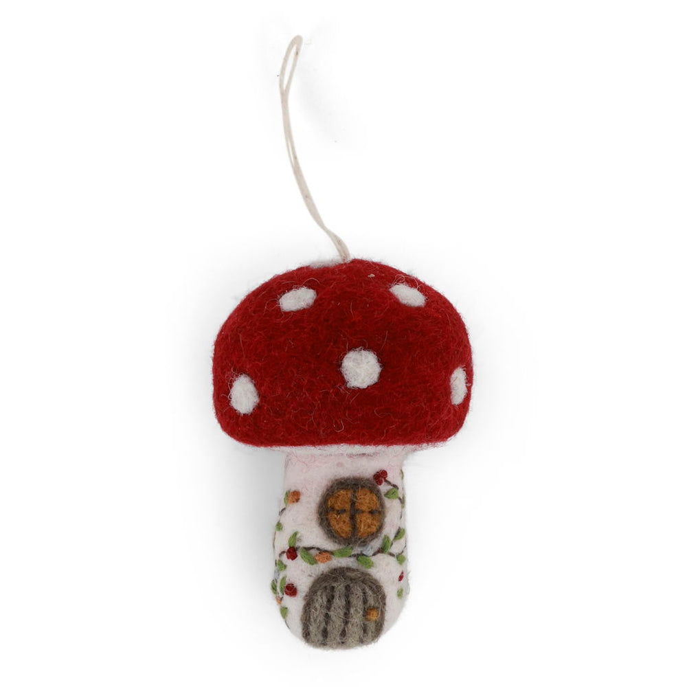 Mushroom House Hand Felted Ornament