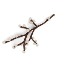 Mini Branch with White Berries - Felted Wool
