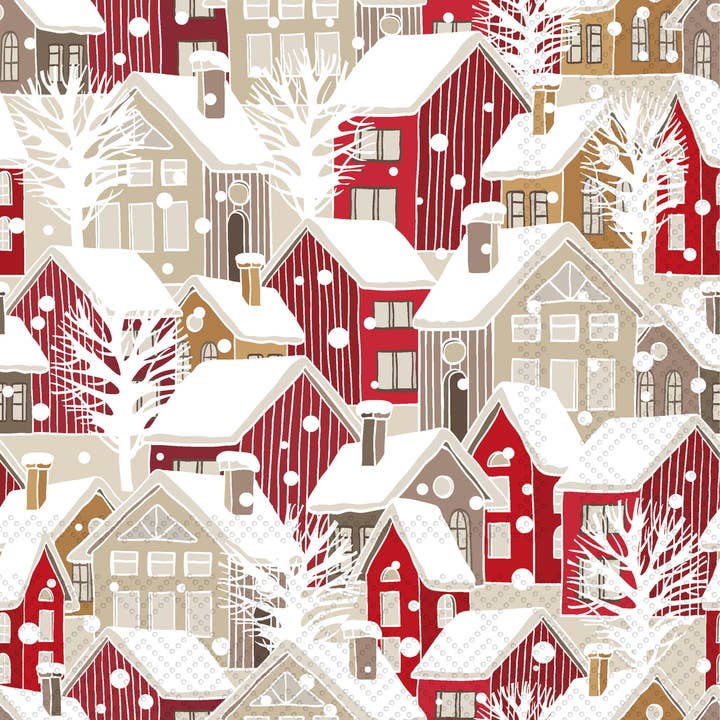 Cocktail Napkin - Winter Village Christmas