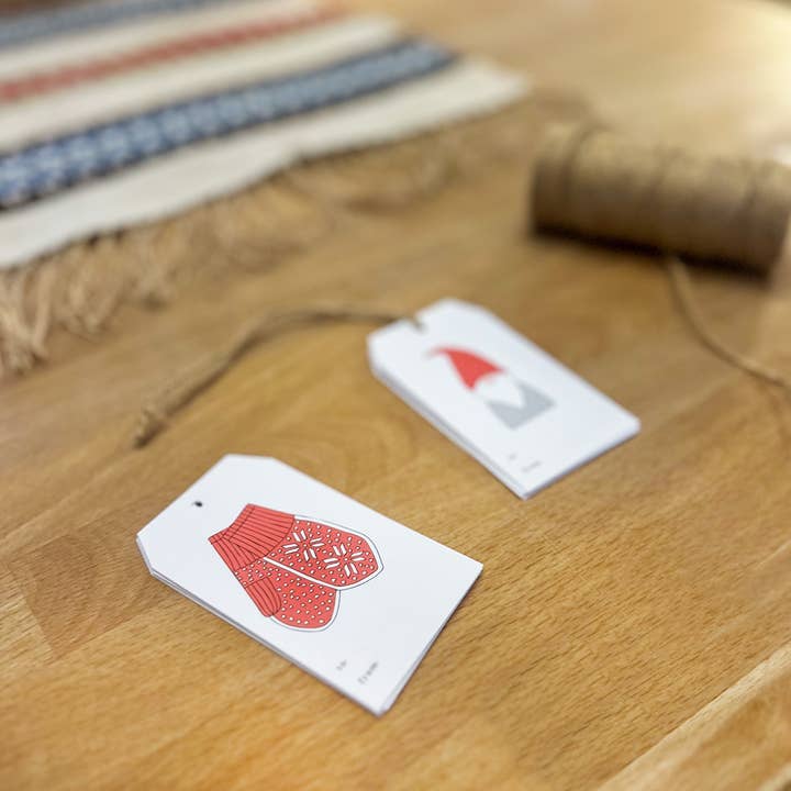 Scandinavian Mittens & Gnome Christmas Gift Tag Set
