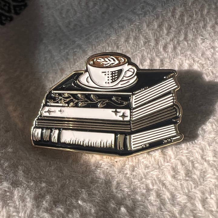 Enamel Pin - Ex Libris & Coffee