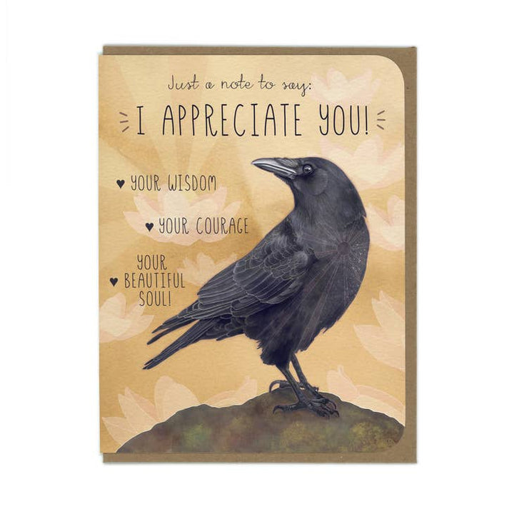 Crow and Lotus Encouragement - Greeting Card