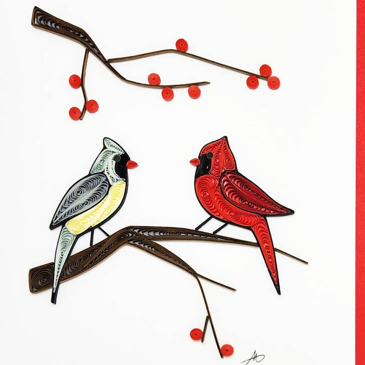 Cardinal Couple - Hand-Rolled Greeting Card