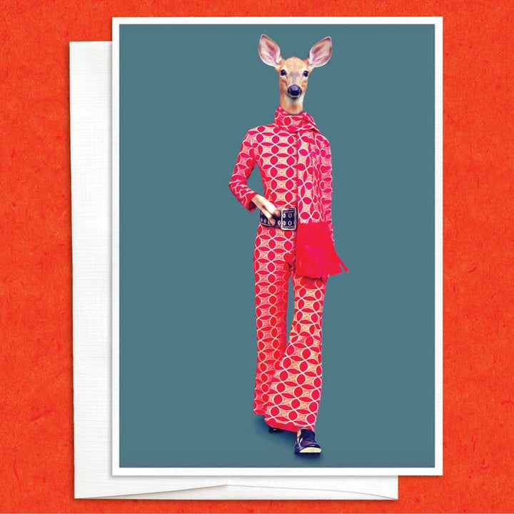 Lady Deer in Clothes Card