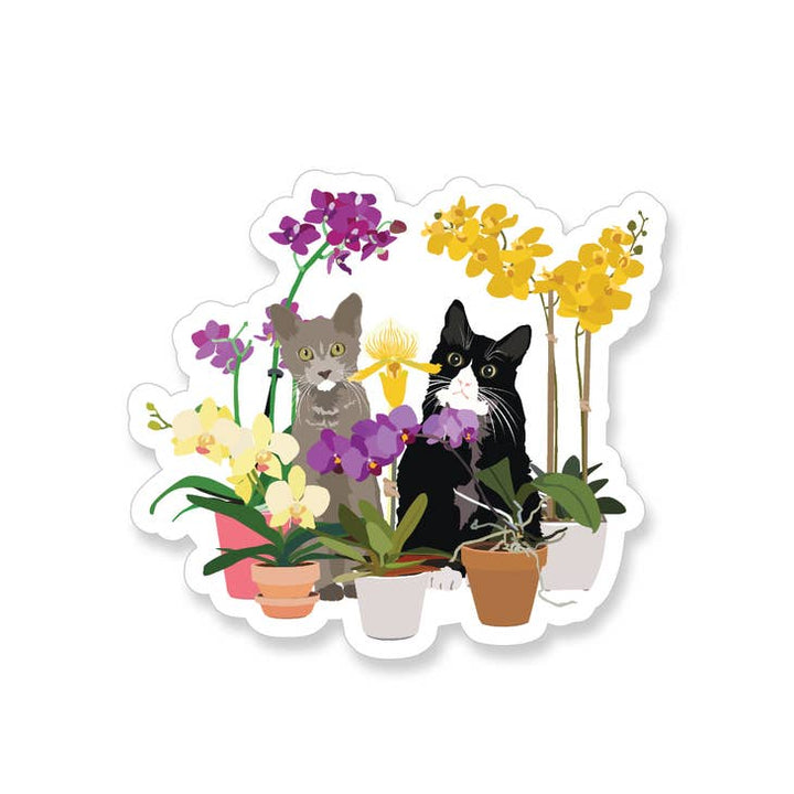 Cat & Orchid Sticker