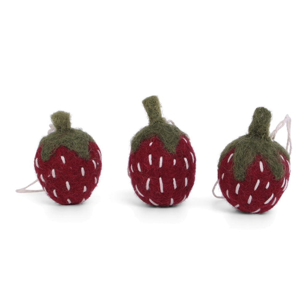 Strawberries 3 Set Ornaments