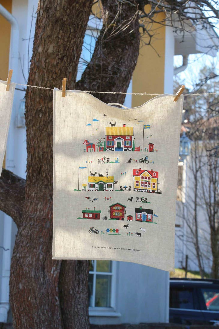 Linen Red House Kitchen Towel