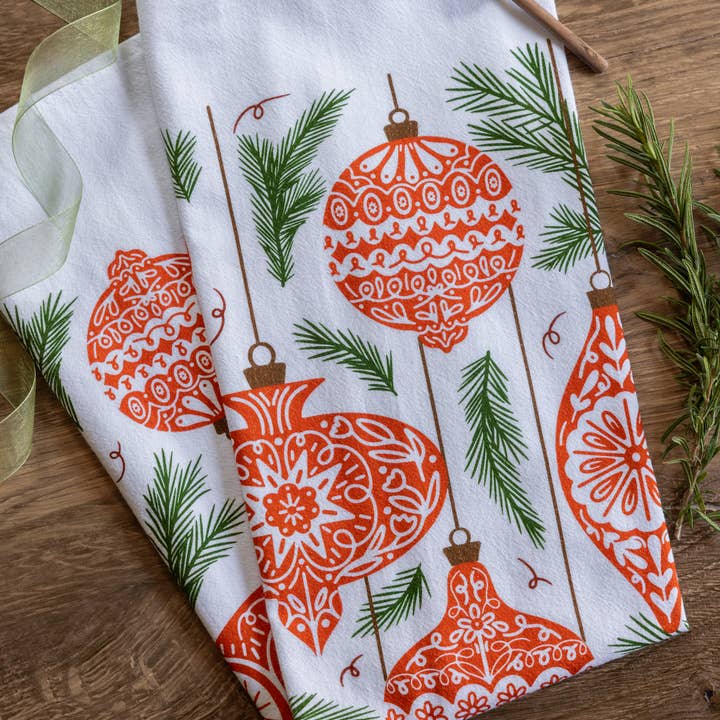 Holiday Ornaments Tea Towel