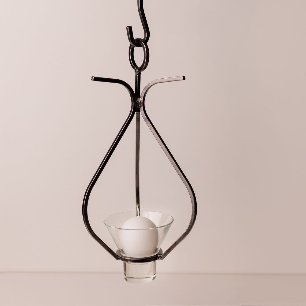 Iron Chandelier w/ "Leif" glass cup + 2 links