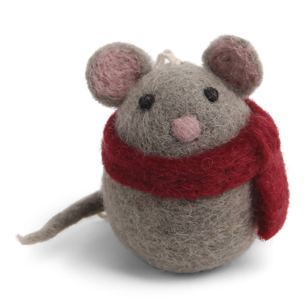 Hand Felted Mouse with Scarf Ornament