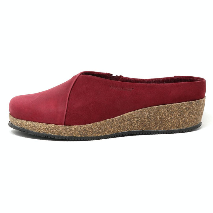 Elsa Wedge Mule in Leather & Nubuck - Merlot