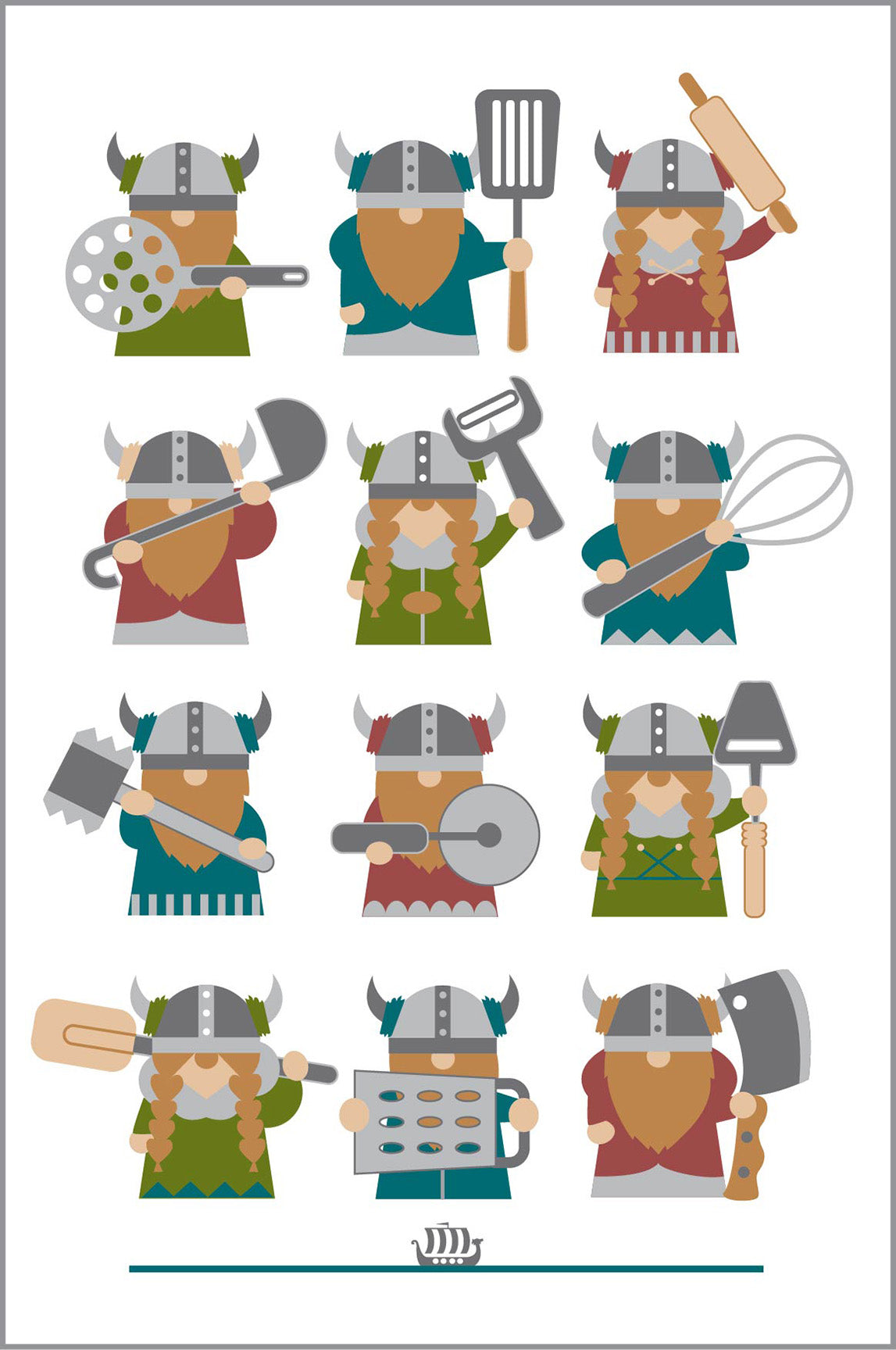 Kitchen Vikings Tea Towel