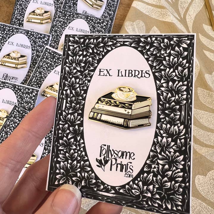Enamel Pin - Ex Libris & Coffee