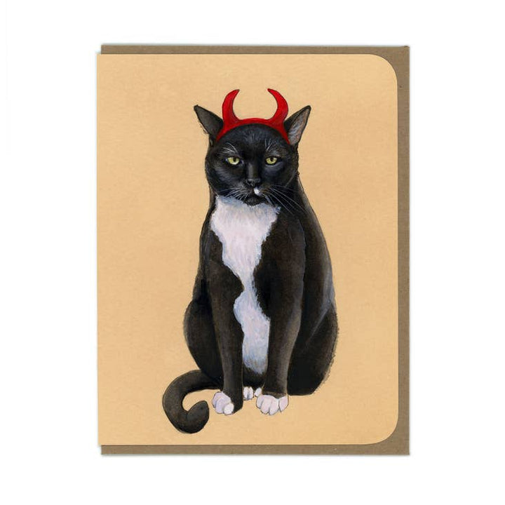 Cat with Devil Horns Card
