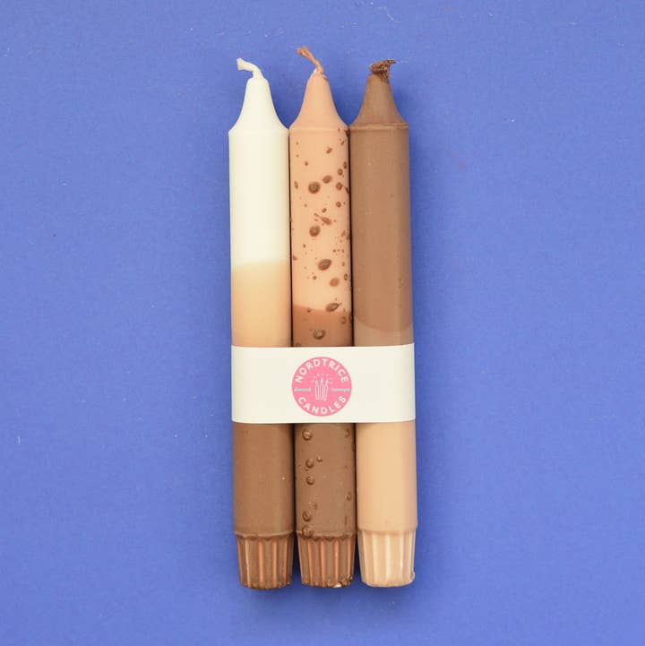 Cappuccino coffee 3-pk taper candle set