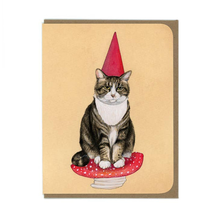 Cat Garden Gnome -Blank Card