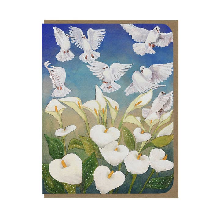 Dove and Calla Lilies -Blank Card