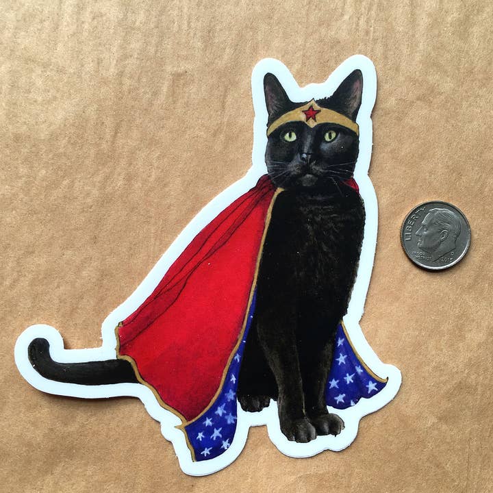 Cat Super Hero Sticker