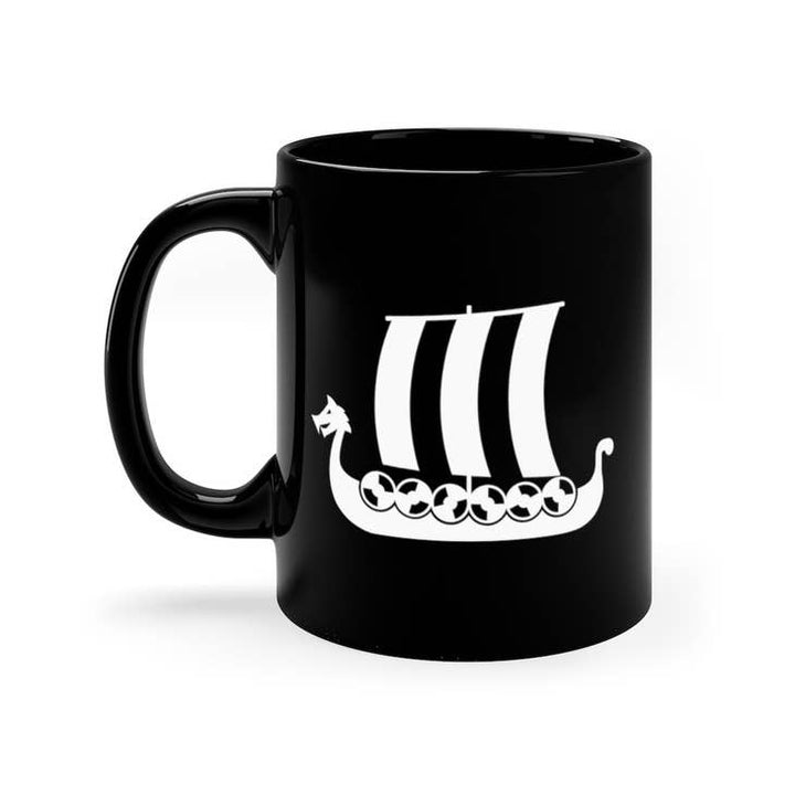 Viking Ship Black Coffee Mug