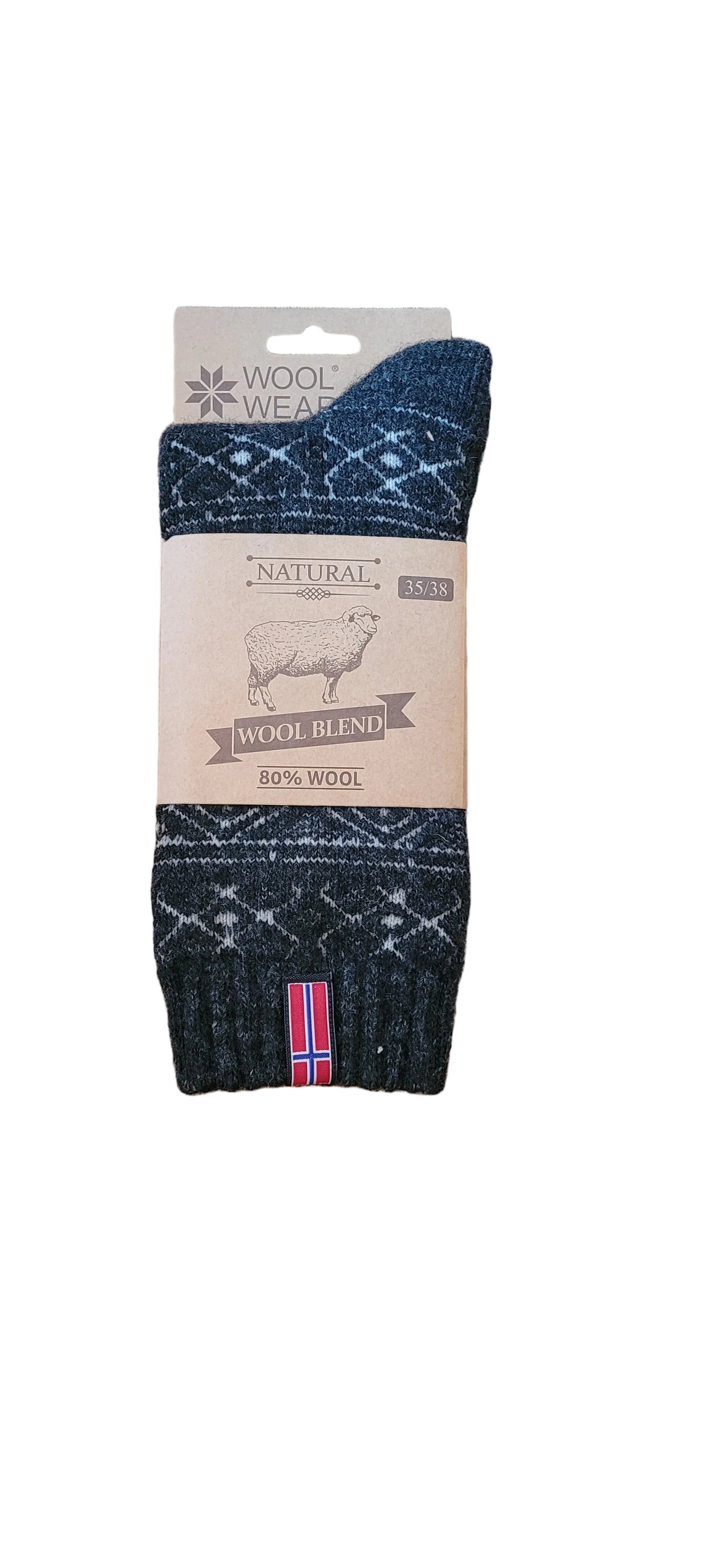 Wool Wear Charcoal Norwegian Flag Socks