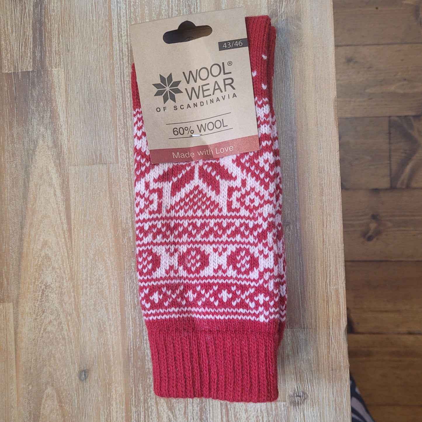 Wool Wear Traditional Scandinavian Star Socks- Red / White