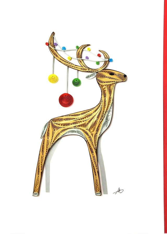 Reindeer Holiday Hand Rolled Card