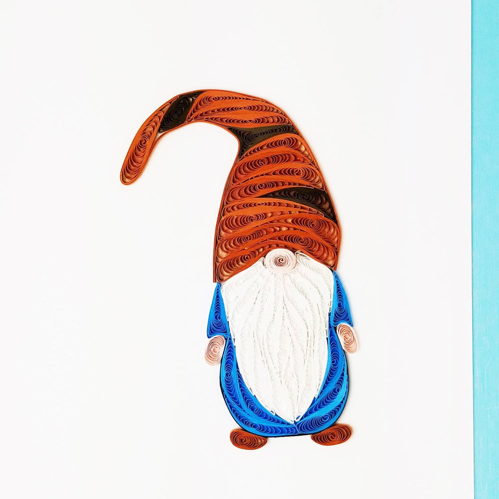 Gnome with Brown Hat - Hand-Rolled Card