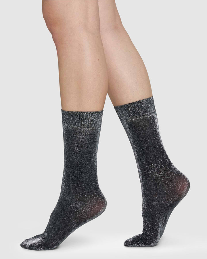 Ines Black Sparkle Socks