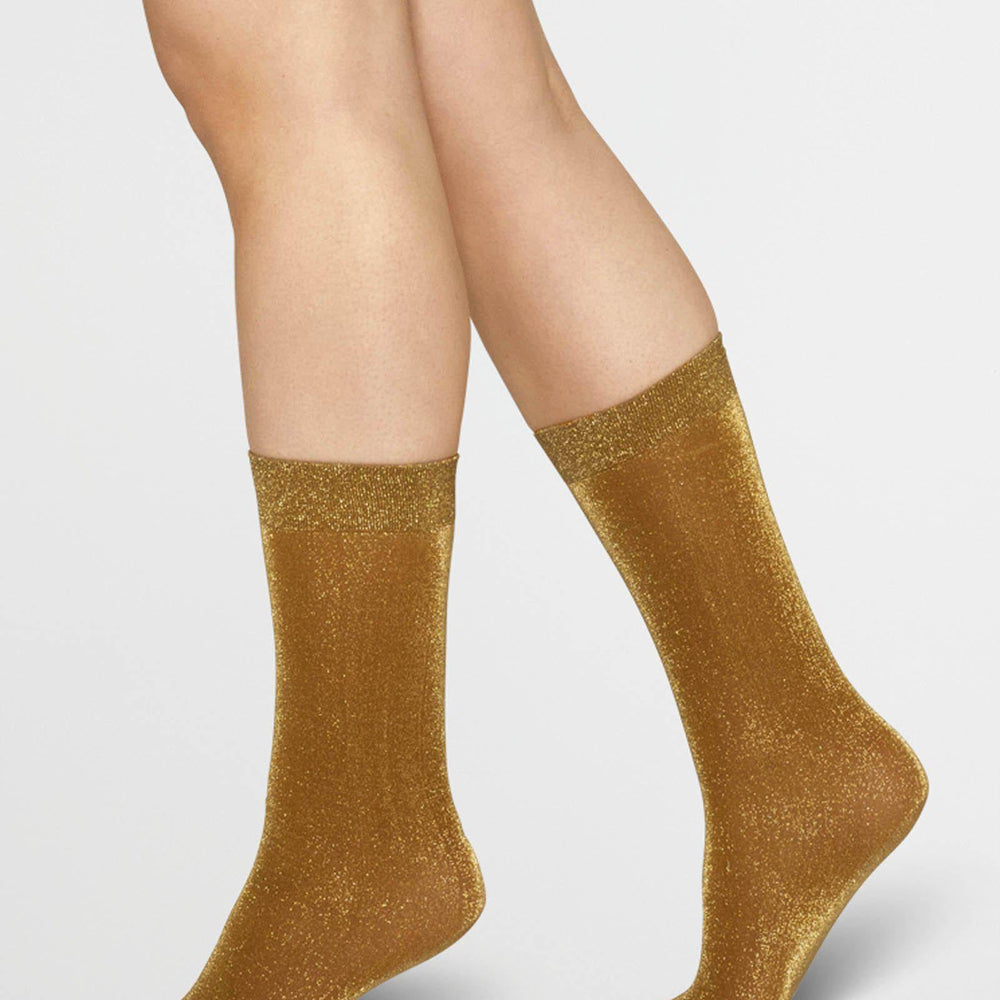 
                      
                        Swedish Stockings - Ines Dark Gold Sparkle Socks
                      
                    