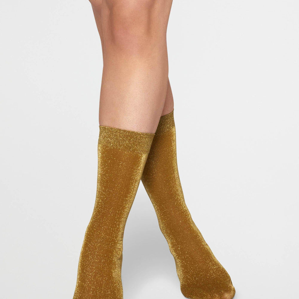 
                      
                        Swedish Stockings - Ines Dark Gold Sparkle Socks
                      
                    