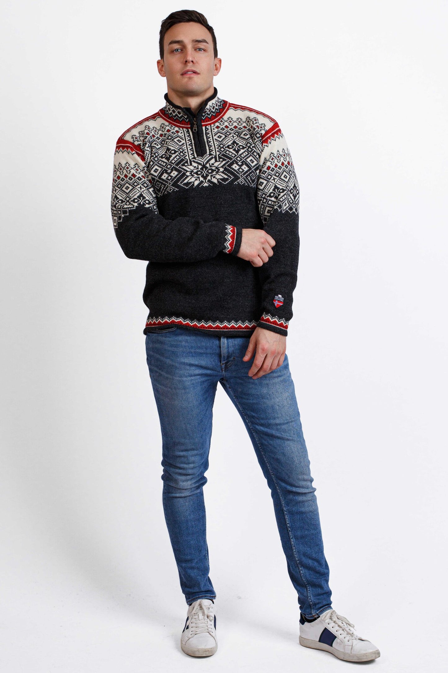 Narvik Charcoal / Red Ski Sweater