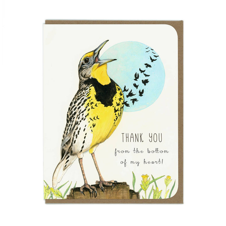 Thank You Meadowlark Bird Card