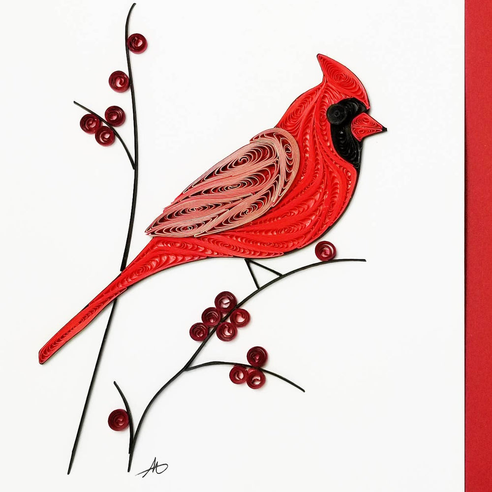 Cardinal - Hand-Rolled Greeting Card