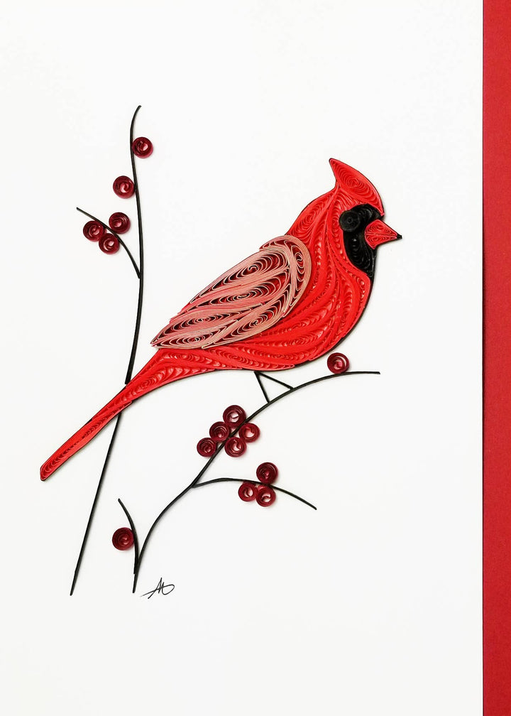 Cardinal - Hand-Rolled Greeting Card