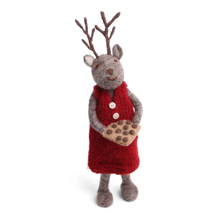 Hand Felted Big Grey Girly Deer with Baking Tray