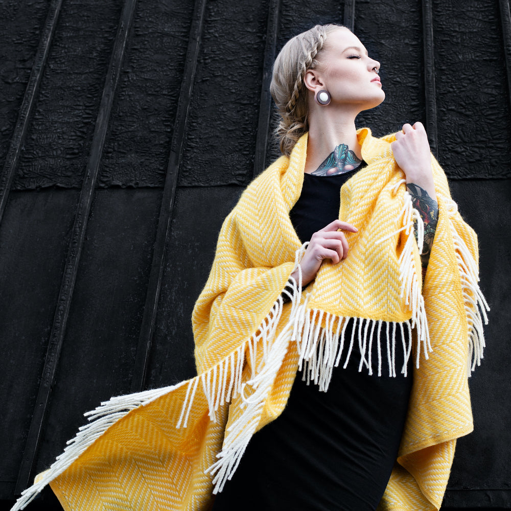 Alrún Icelandic Yellow Nordic Herringbone Blanket