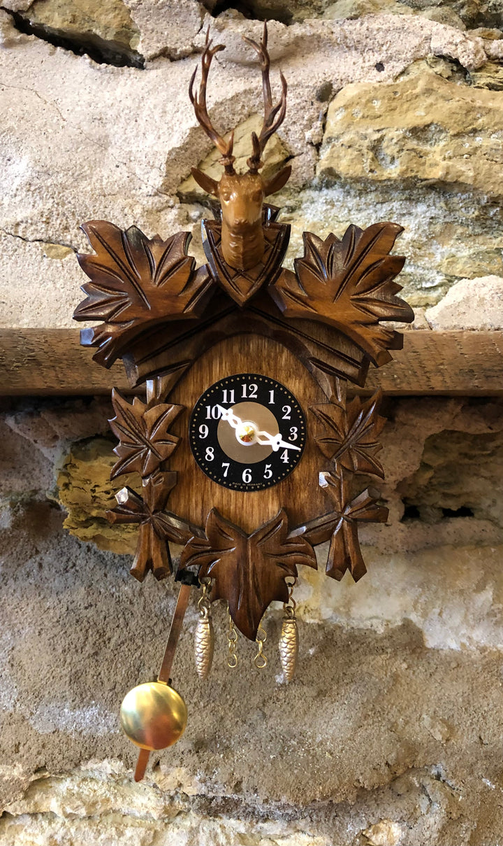 Black Forest Souvenir Clock with Stag