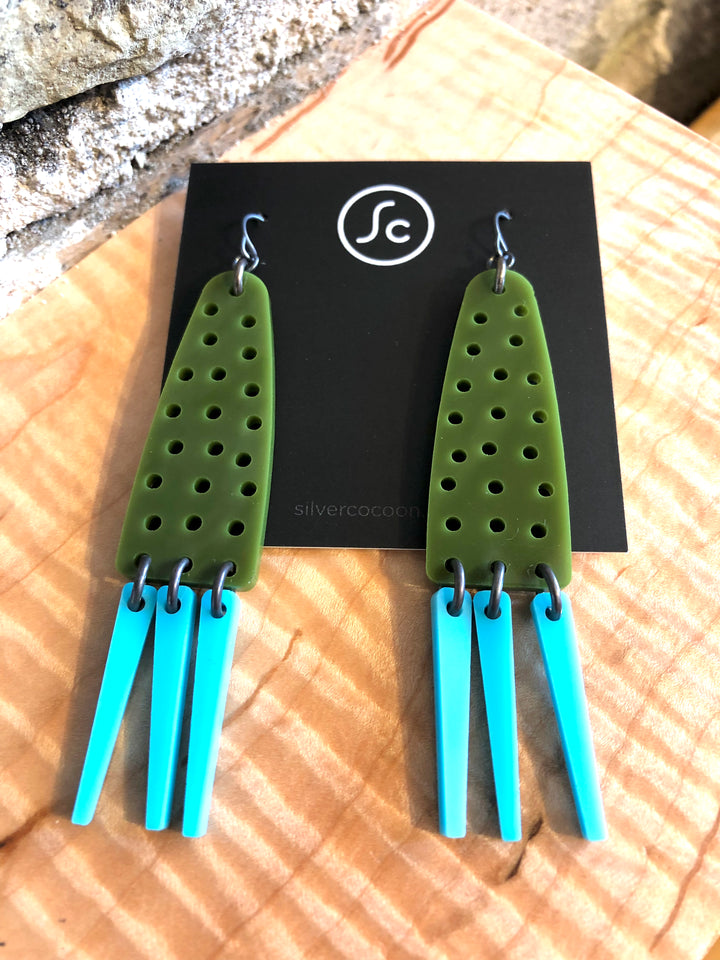Squid Olive + Turquoise Earrings