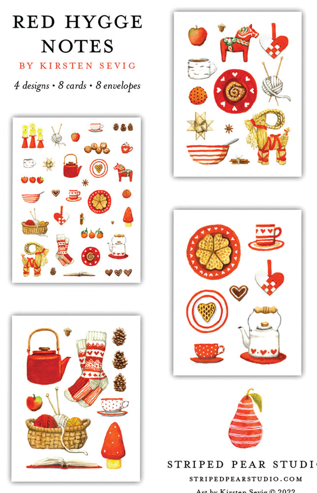Red Hygge Notecards by Kristen Sevig