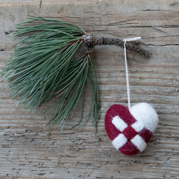 Hand Felted Danish Braided Heart Ornament