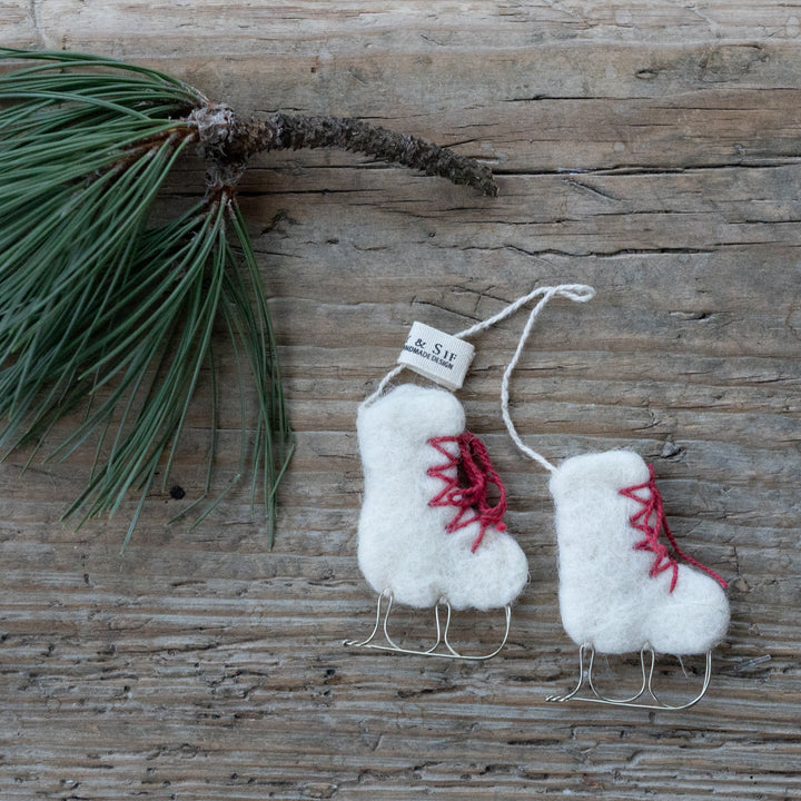 Hand Felted Ice Skate Set Ornaments