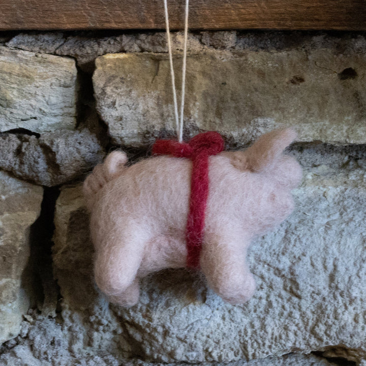 Pig Felted Ornament
