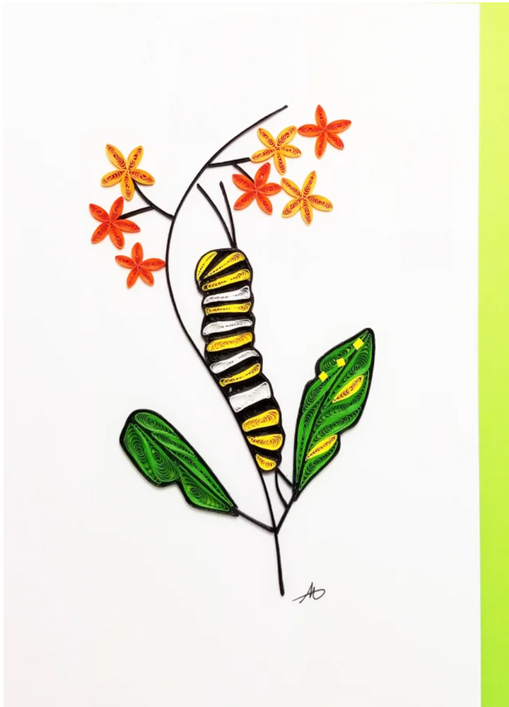 Monarch Caterpillar - Hand-Rolled Greeting Card