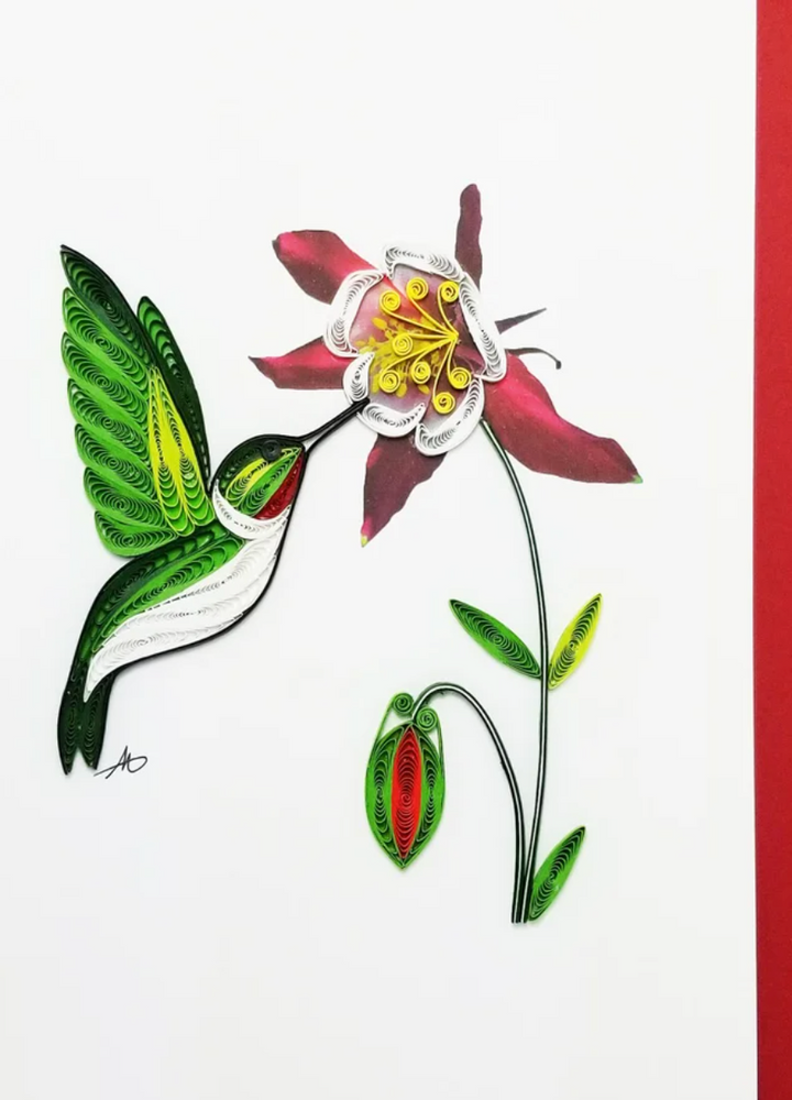 Hummingbird Male - Hand Rolled Card
