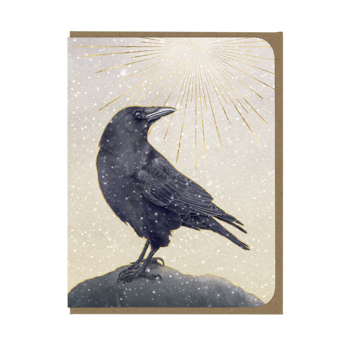 Winter Scene - Crow and Snow - Greeting Card
