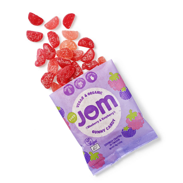 Organic and Vegan Swedish Sour Blueberry & Raspberry Gummies